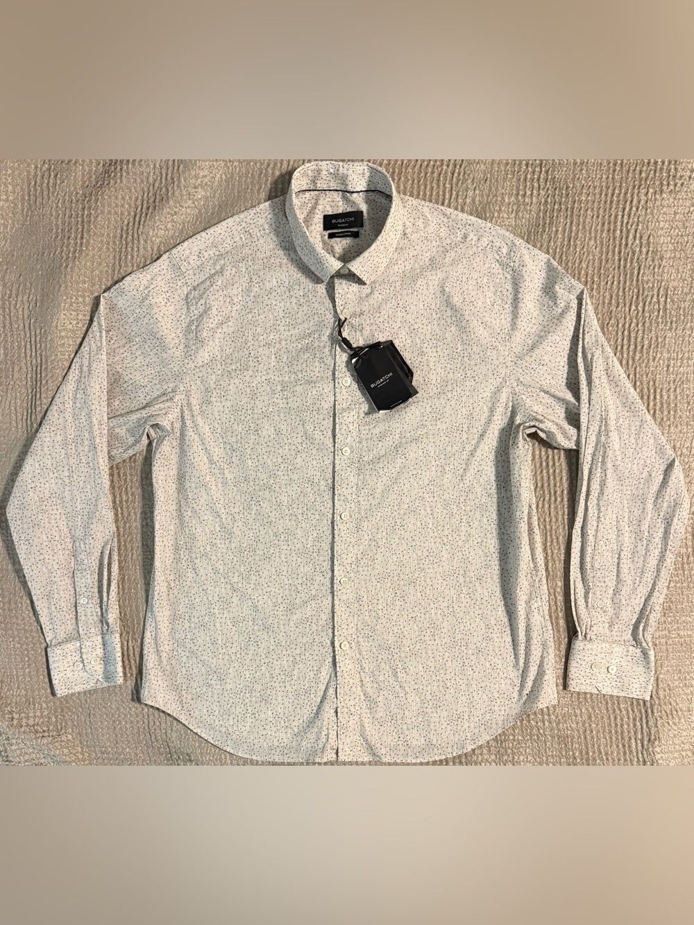NWT Bugatchi Classic Fit Comfort Stretch Button Up Shirt L Cotton Stretch